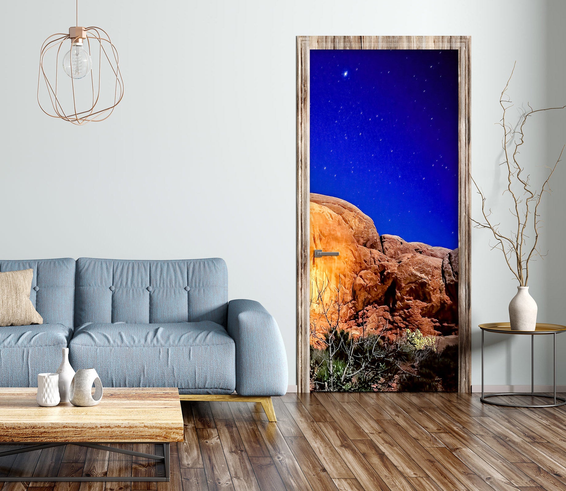 3D Blue Starry Sky Stone 10854 Beth Sheridan Door Mural