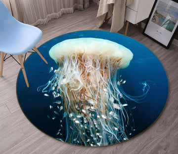 3D Jellyfish 38078 Animal Round Non Slip Rug Mat