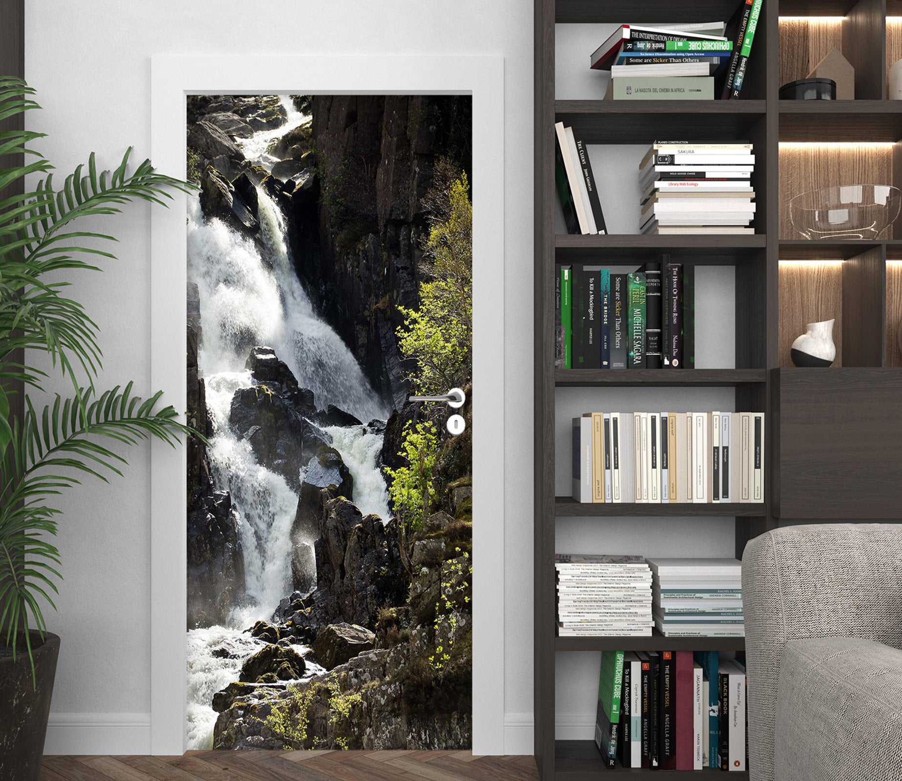 3D Mountain Waterfall 24028 Door Mural