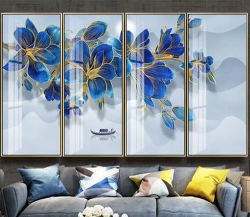 3D Blue Flower Boat WC2346 Wall Murals