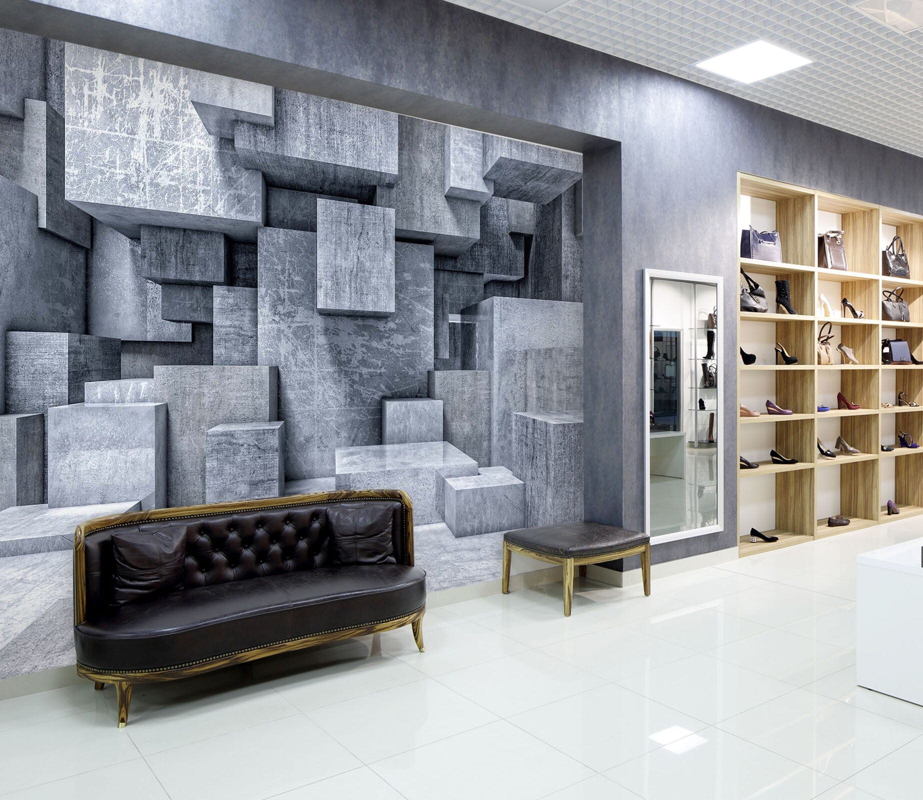 3D Gray Square 127 Wall Murals Wallpaper AJ Wallpaper 2 