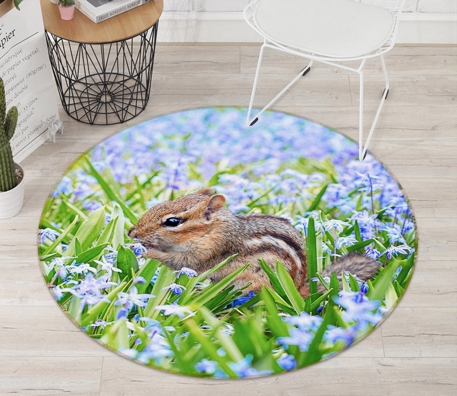 3D Chipmunk 81284 Animal Round Non Slip Rug Mat