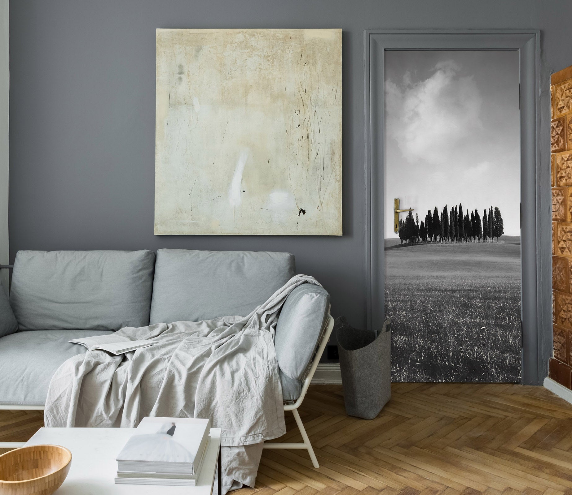 3D Grey Lawn Forest 114120 Marco Carmassi Door Mural