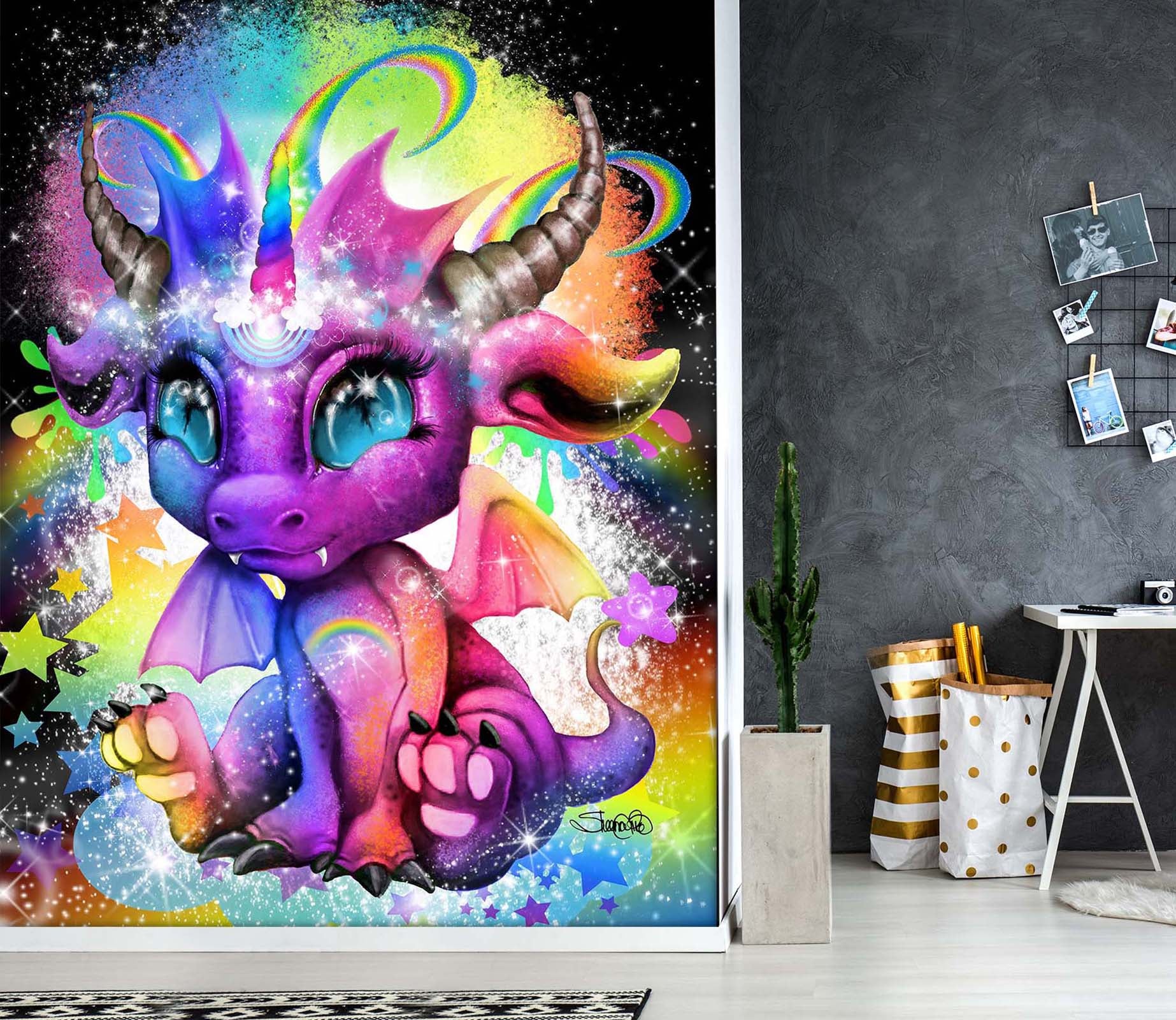 3D Rainbow Dragon 8458 Sheena Pike Wall Mural Wall Murals