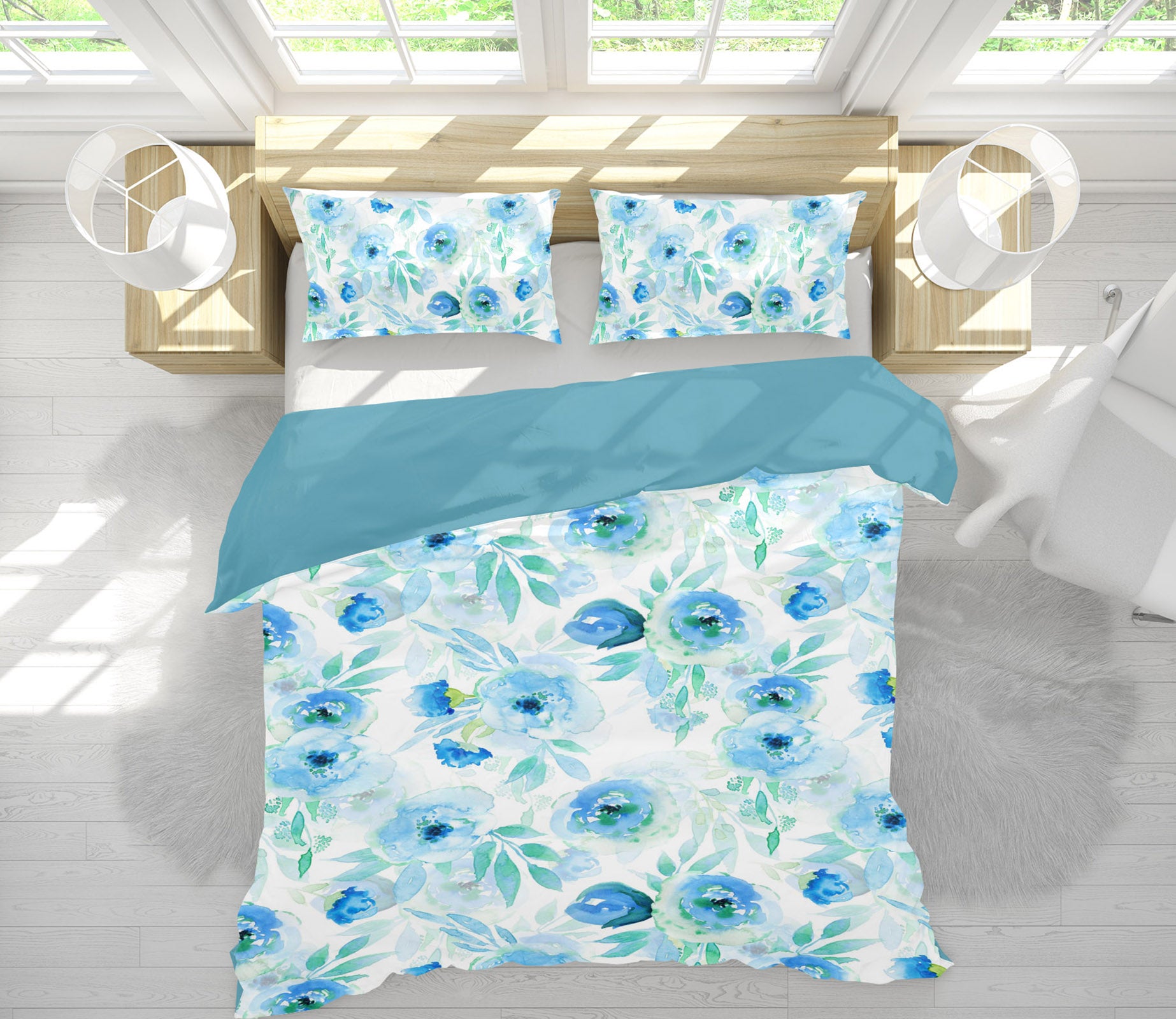 3D Blue Rose 072 Uta Naumann Bedding Bed Pillowcases Quilt