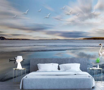 3D Swan Boat WC1175 Wall Murals