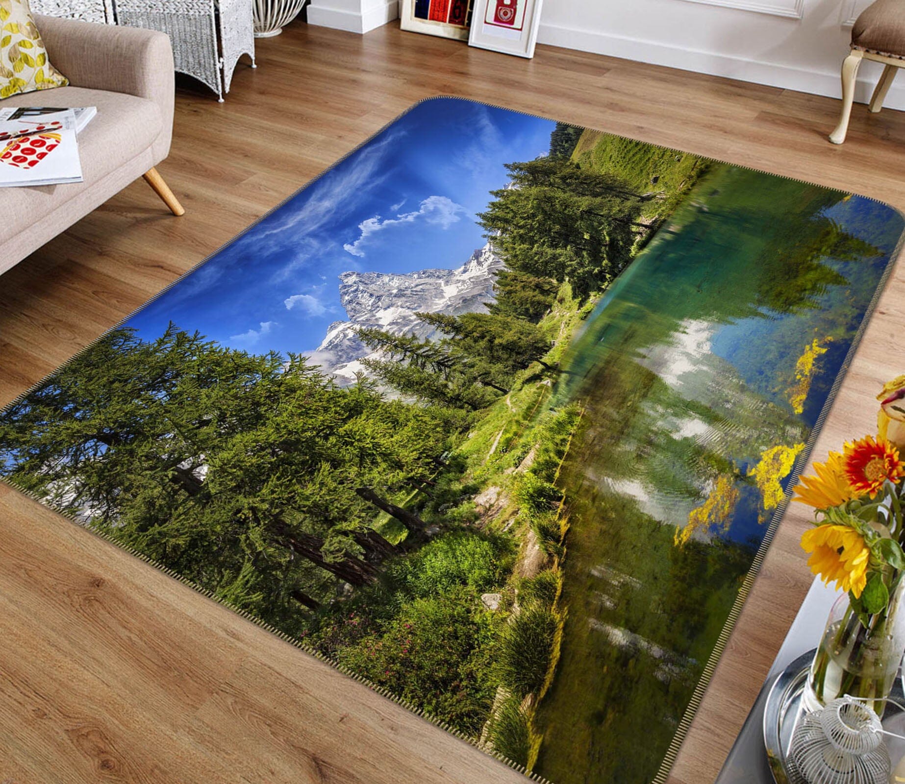 3D Forest Lake 1064 Marco Carmassi Rug Non Slip Rug Mat Mat AJ Creativity Home 