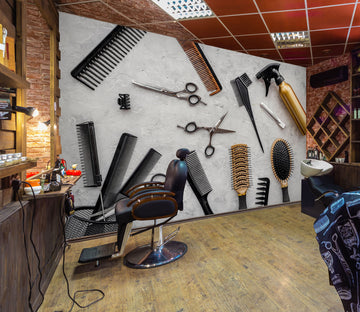 3D Comb Scissors Spray 115156 Barber Shop Wall Murals