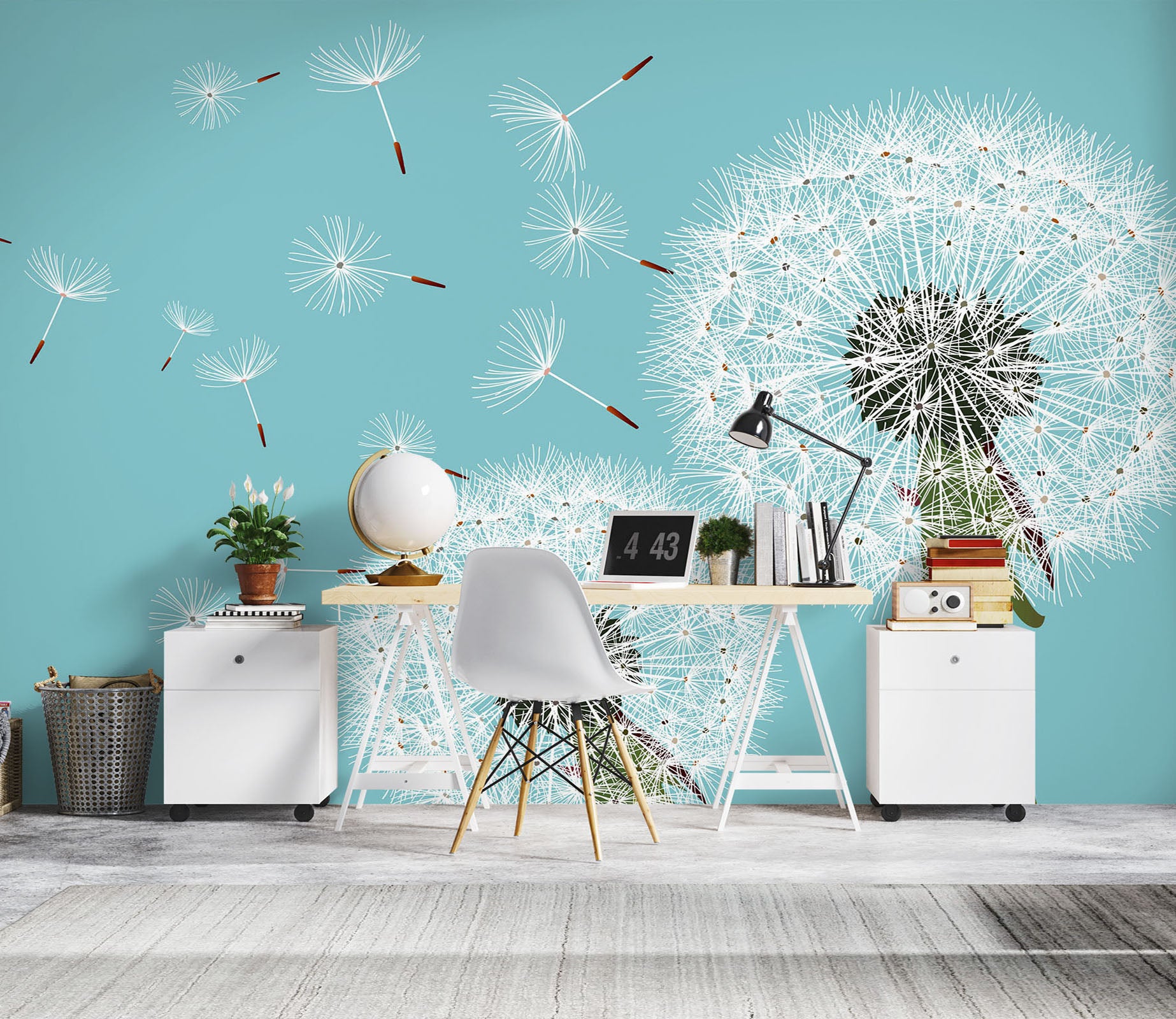 3D White Dandelion 1029 Wall Murals