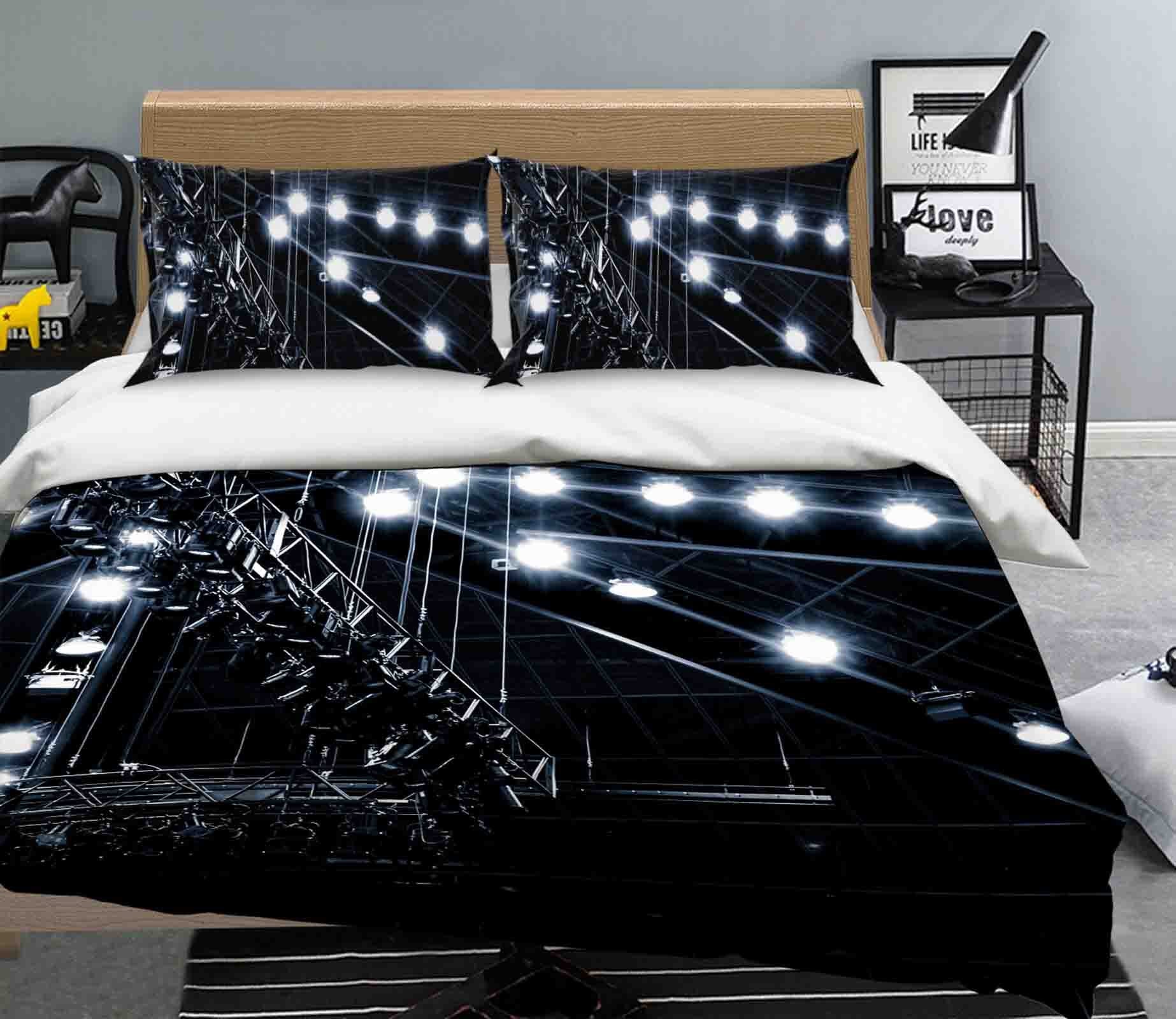 3D Steel Frame Lighting 2016 Noirblanc777 Bedding Bed Pillowcases Quilt Quiet Covers AJ Creativity Home 