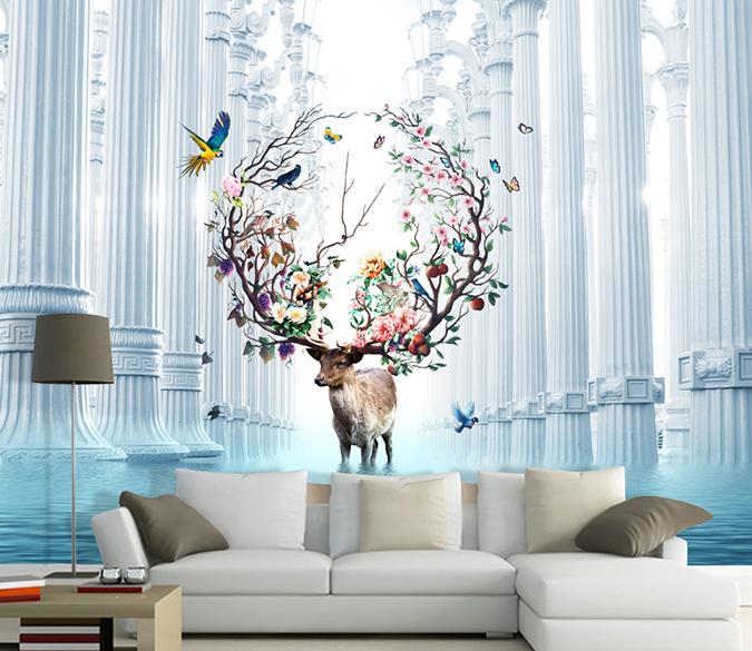 3D Elk Palace 426 Wall Murals Wallpaper AJ Wallpaper 2 