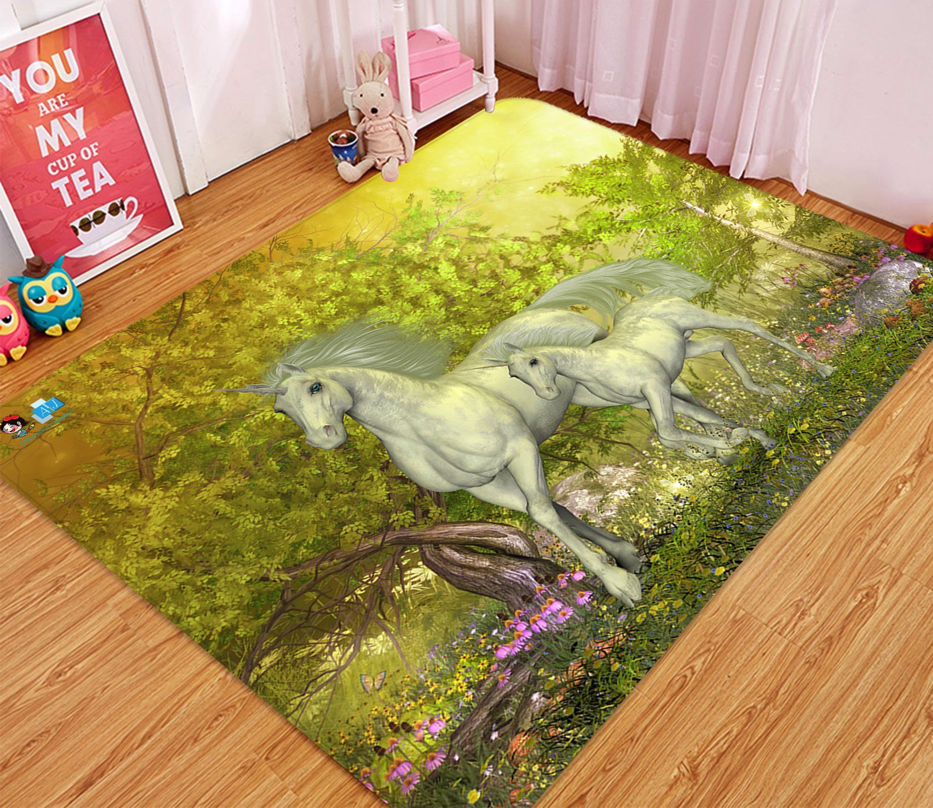 3D Dusk Woods Unicorn 47 Non Slip Rug Mat Mat AJ Creativity Home 