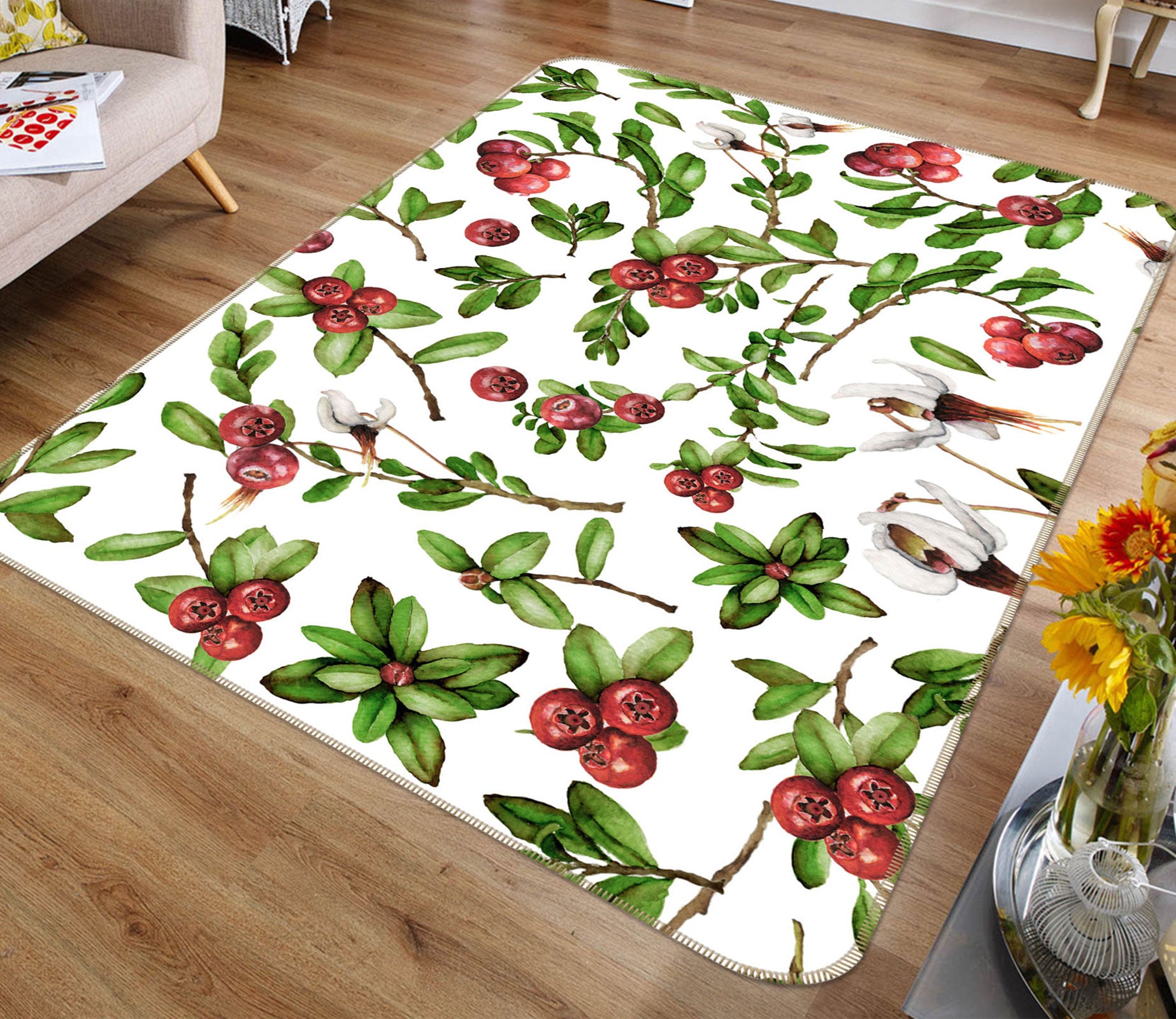 3D Hawthorn Leaves 114 Uta Naumann Rug Non Slip Rug Mat