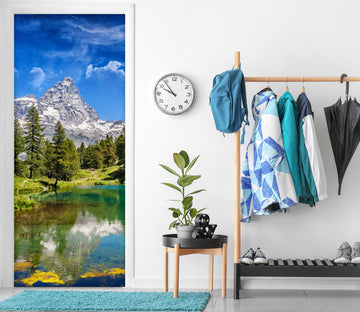 3D Snow Mountain Lake Trees 11437 Marco Carmassi Door Mural