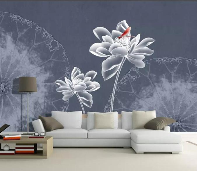 3D White Flowers 1202 Wall Murals Wallpaper AJ Wallpaper 2 