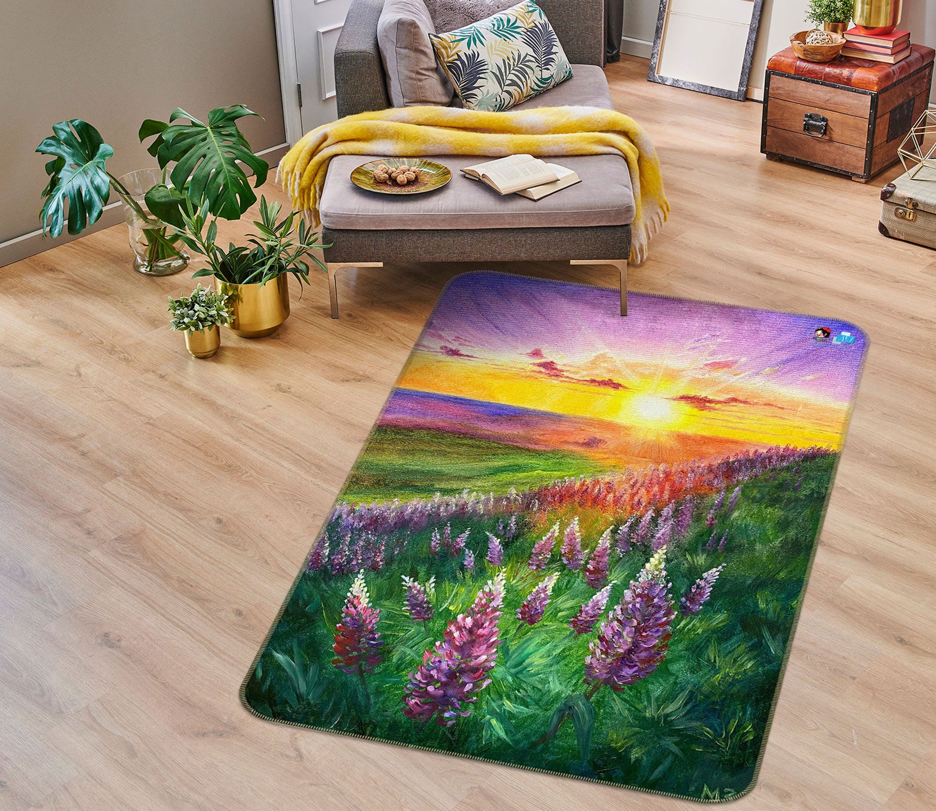 3D Sunny Meadow Flowers 9714 Marina Zotova Rug Non Slip Rug Mat