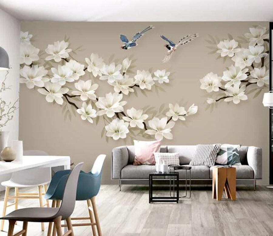 3D White Flower WC2777 Wall Murals