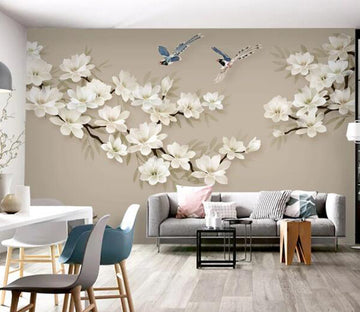 3D White Flower WC2777 Wall Murals