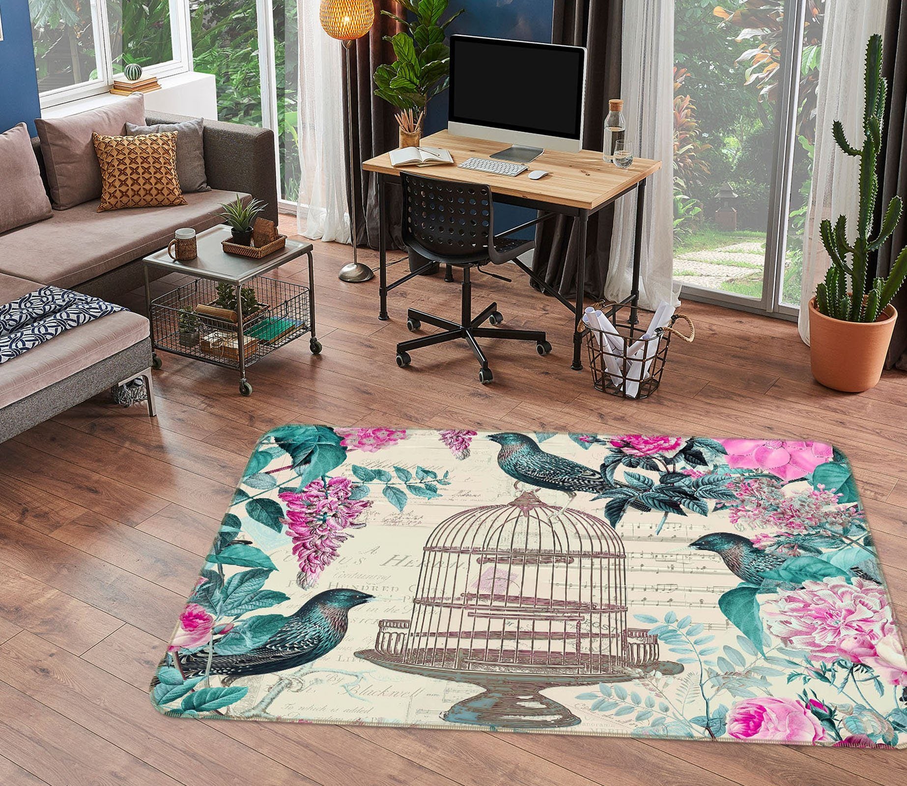 3D Bird Cage 1003 Andrea haase Rug Non Slip Rug Mat Mat AJ Creativity Home 