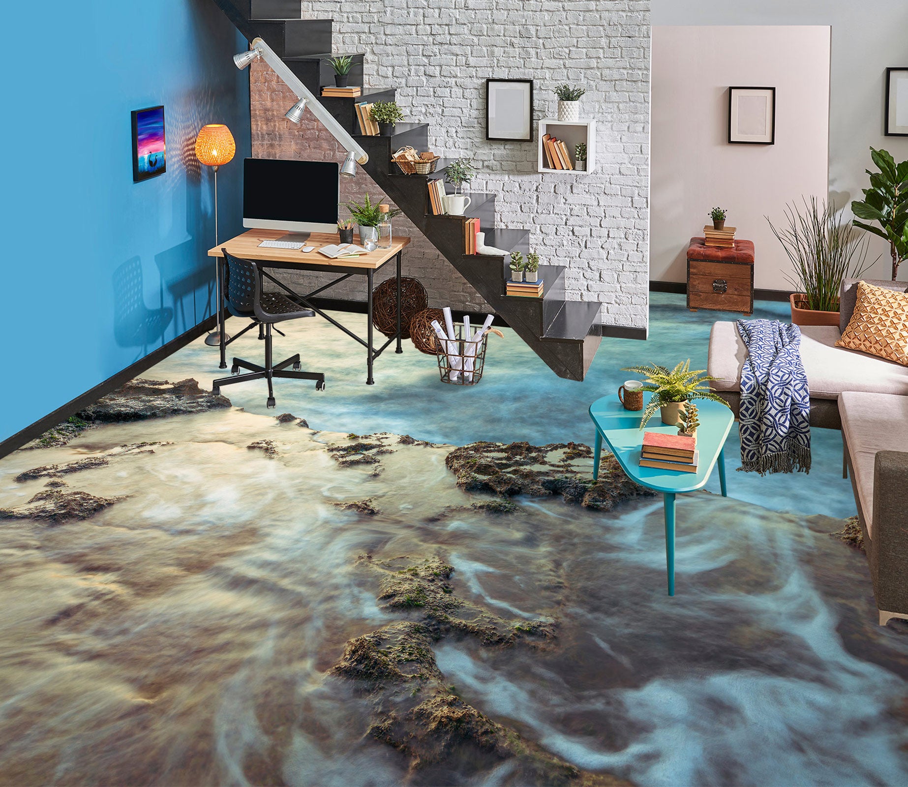 3D Seaside Reef 9840 Assaf Frank Floor Mural