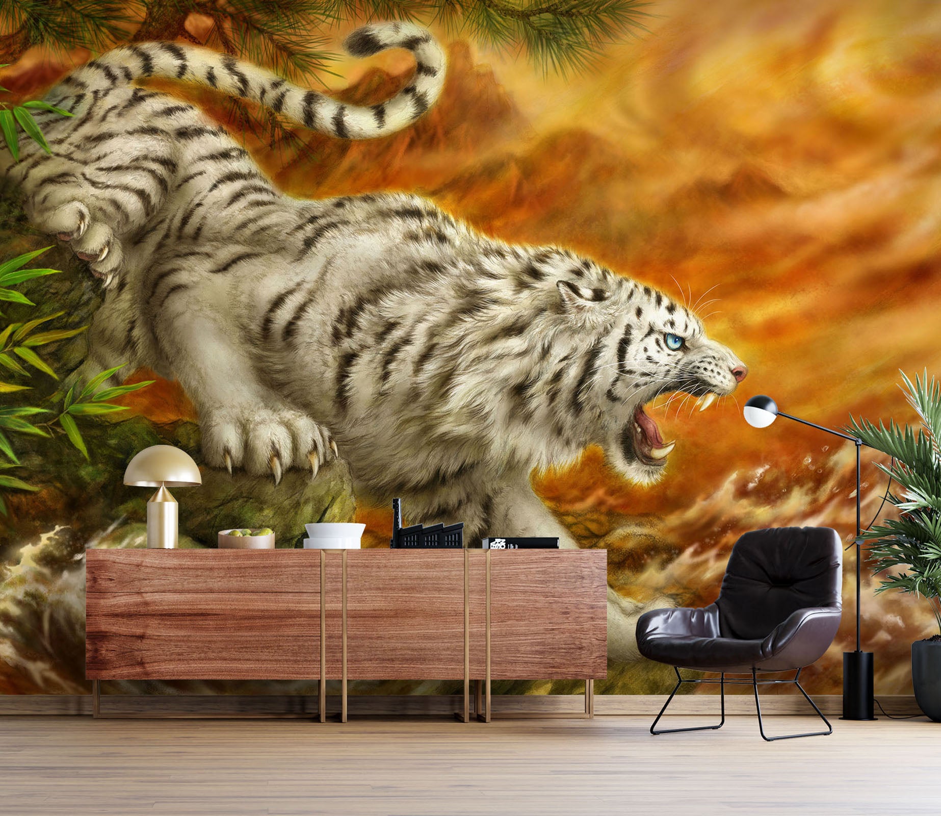 3D Hand Drawn Tiger 5454 Kayomi Harai Wall Mural Wall Murals