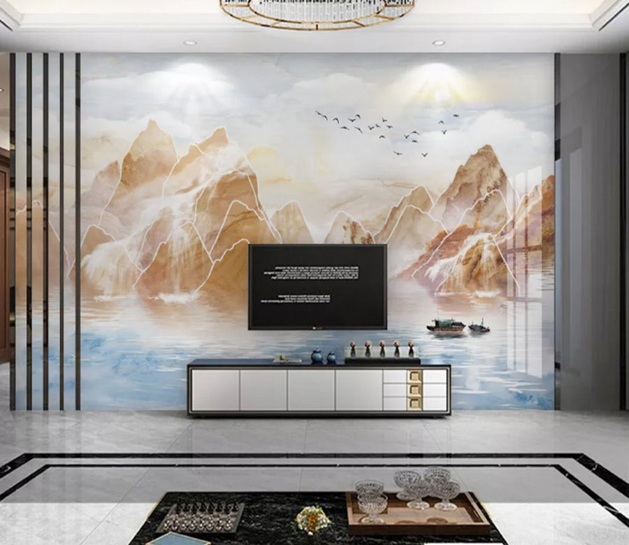 3D Blue Lake WC2236 Wall Murals