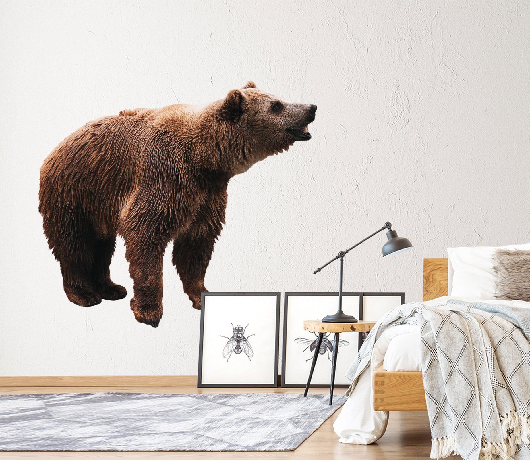 3D Brown Bear Screaming 112 Animals Wall Stickers Wallpaper AJ Wallpaper 