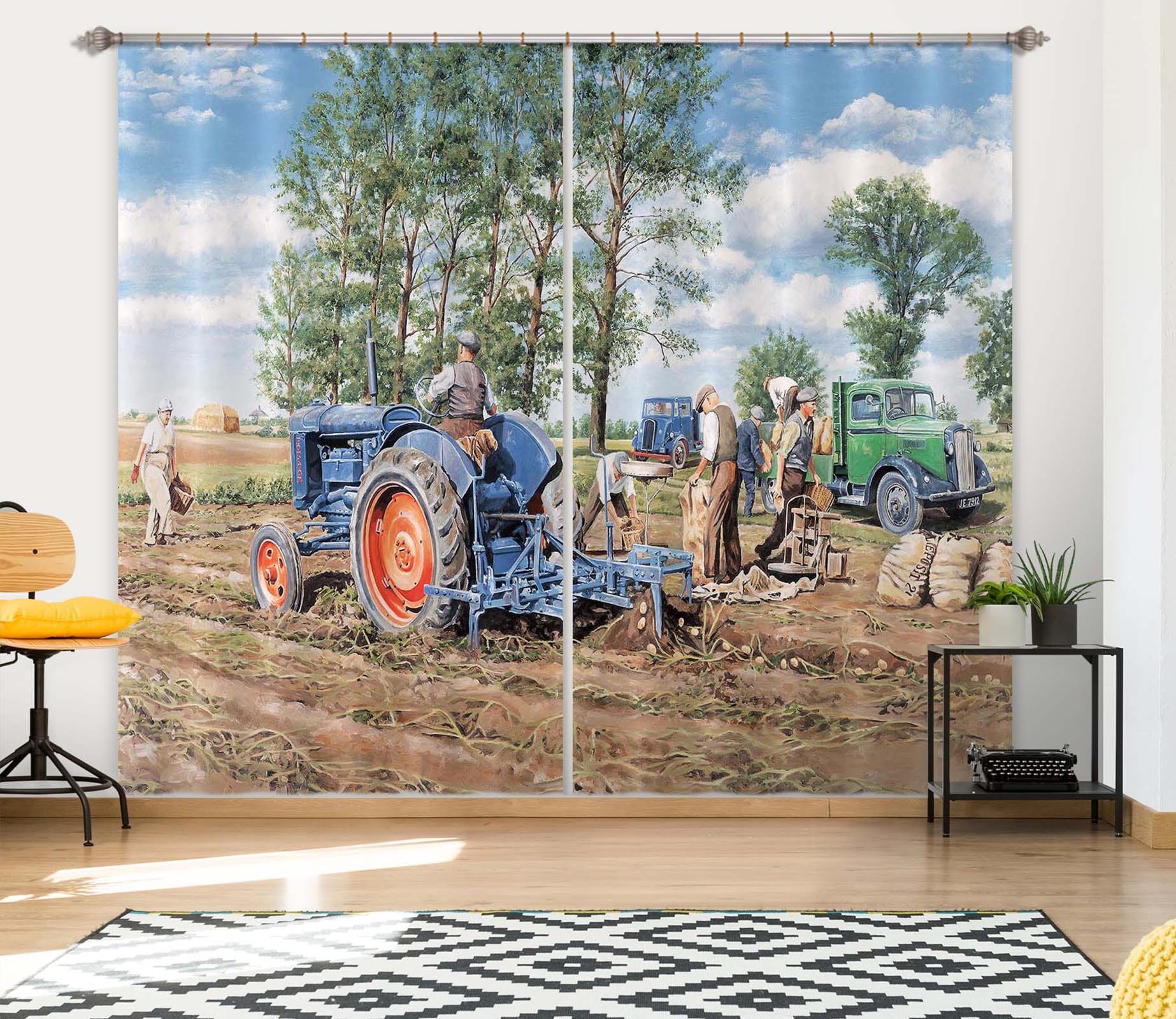 3D Lifting The Crop 076 Trevor Mitchell Curtain Curtains Drapes Curtains AJ Creativity Home 