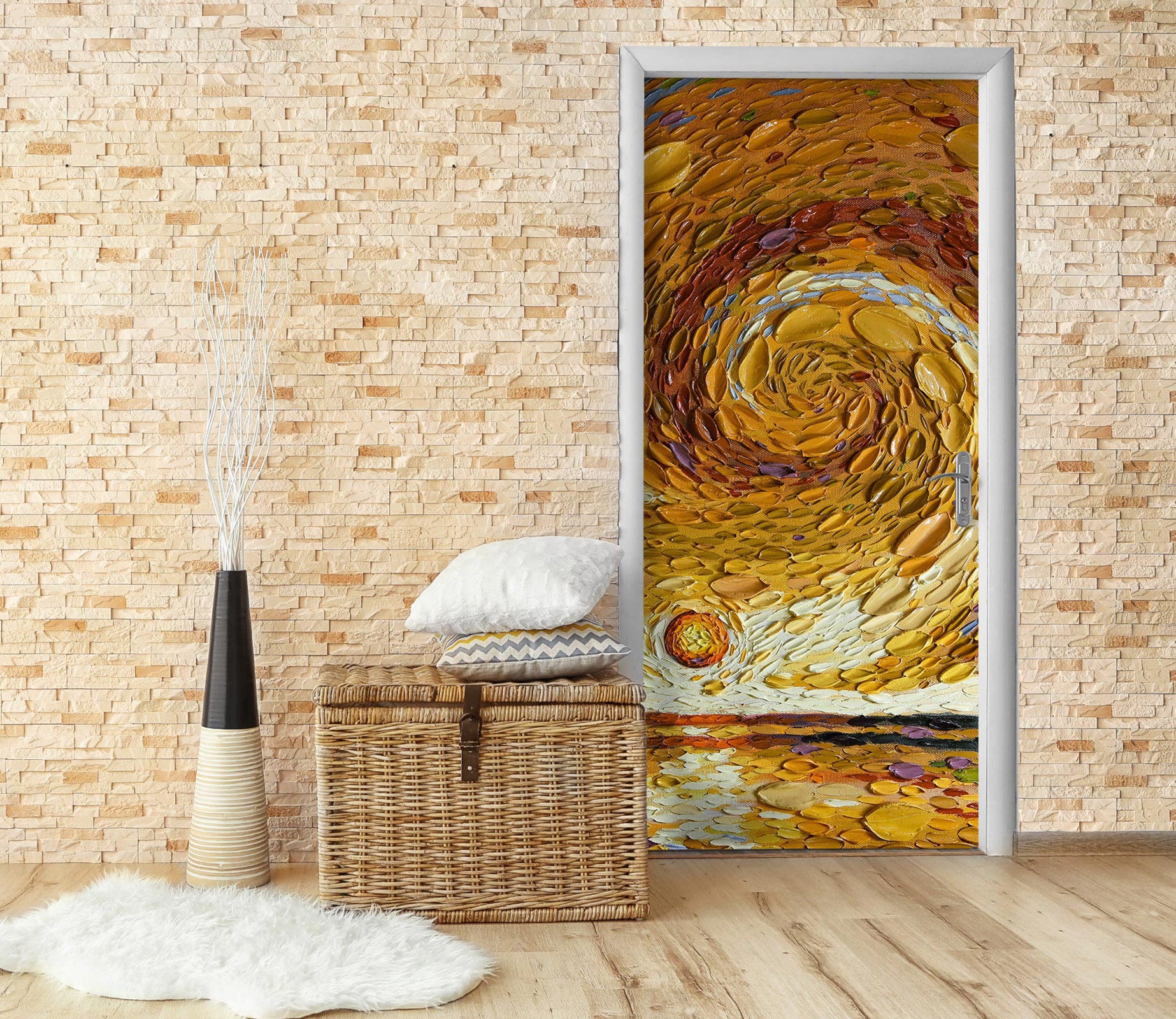 3D Sunset Sun Pattern 112215 Dena Tollefson Door Mural