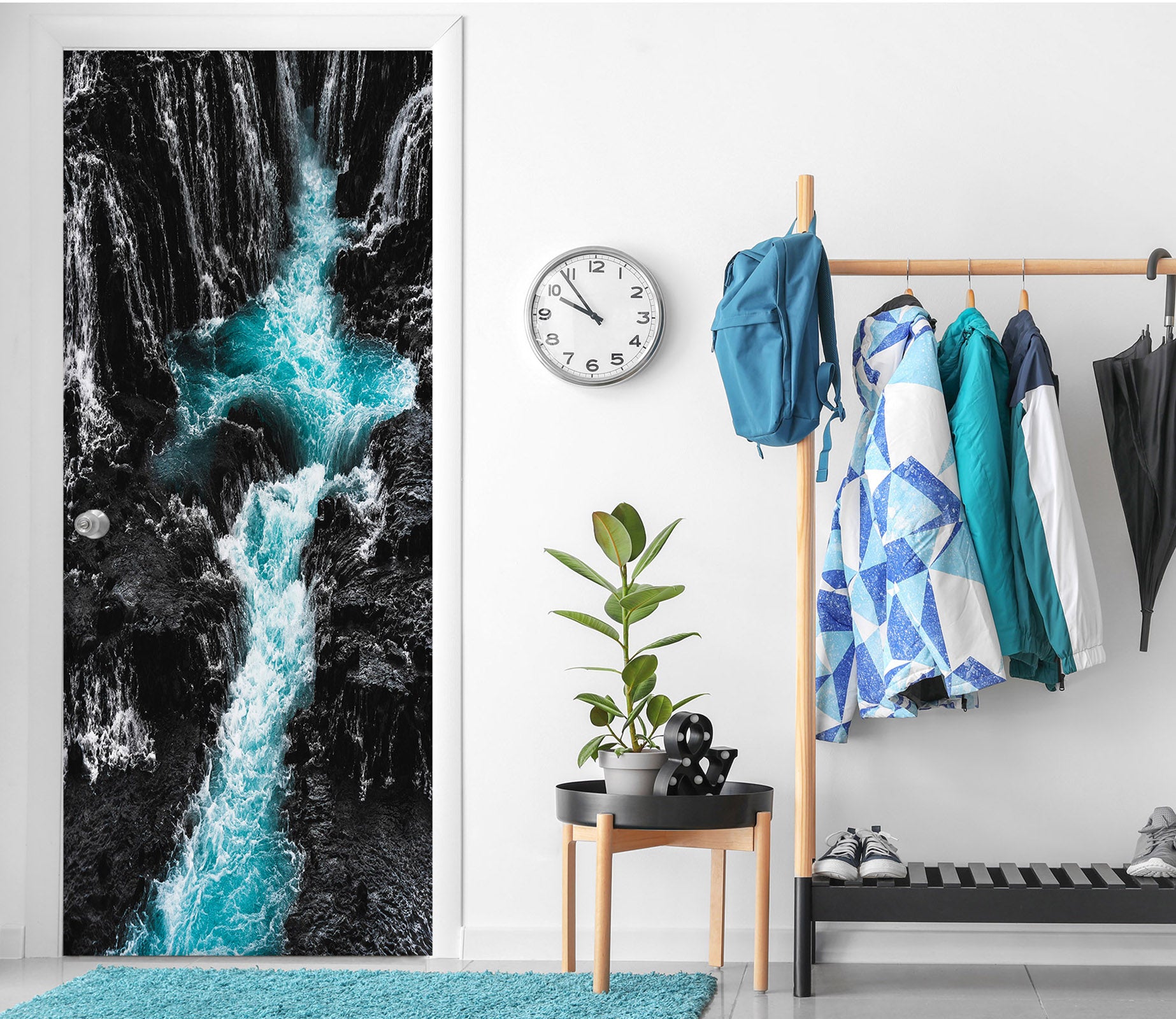 3D Mountain Running Water 21155 Door Mural