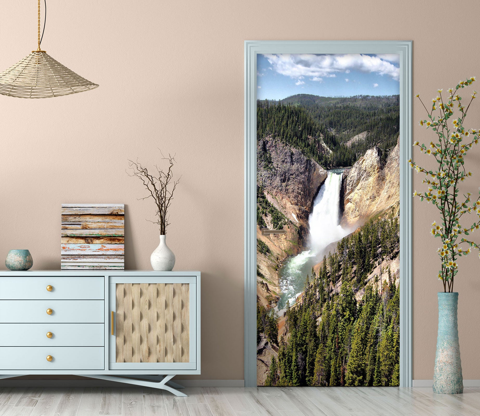 3D Mountain Waterfall 23105 Door Mural