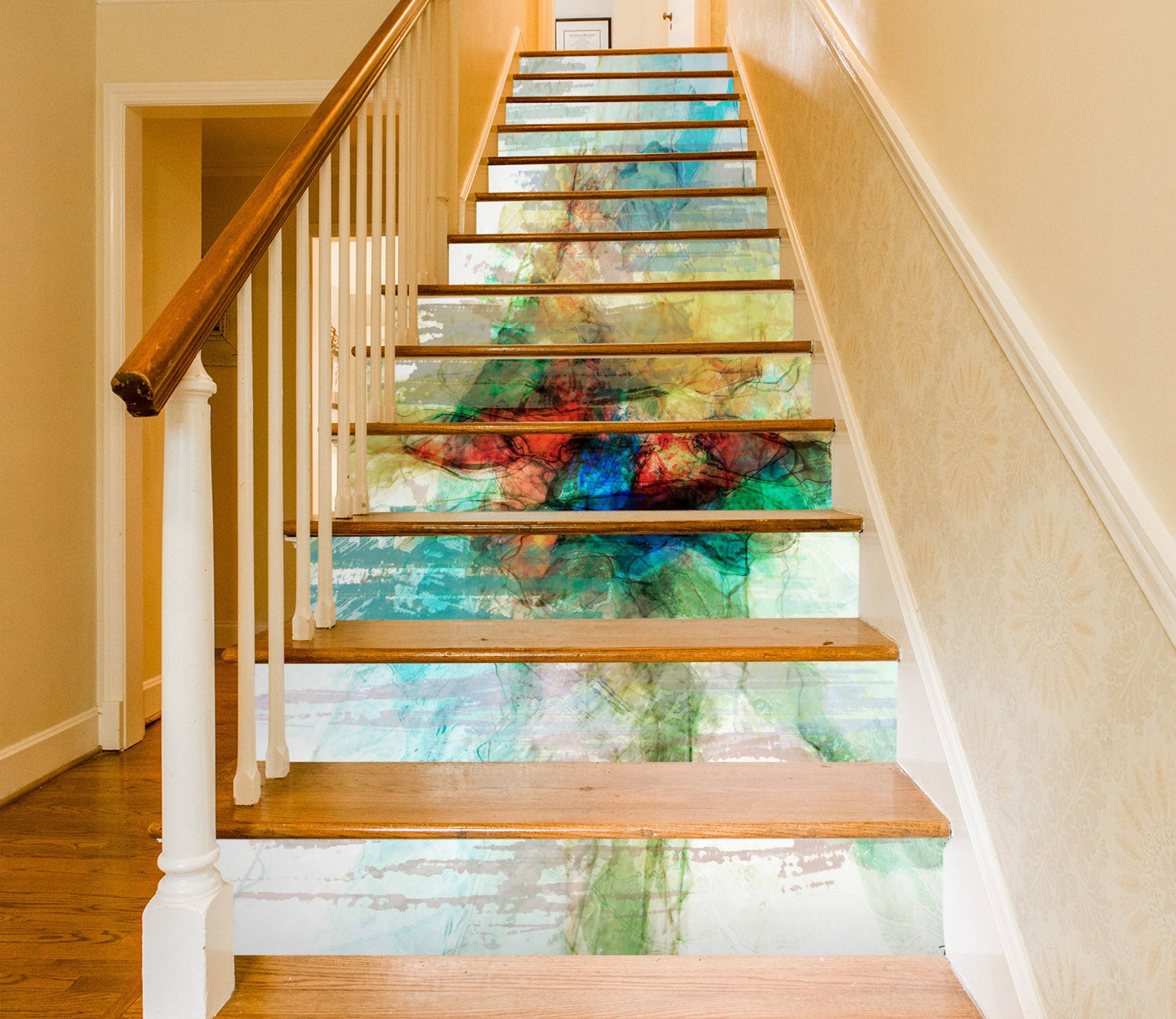 3D Colorful Ink Pattern 104210 Michael Tienhaara Stair Risers