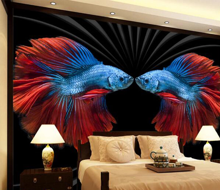 3D Blue Goldfish WC1182 Wall Murals