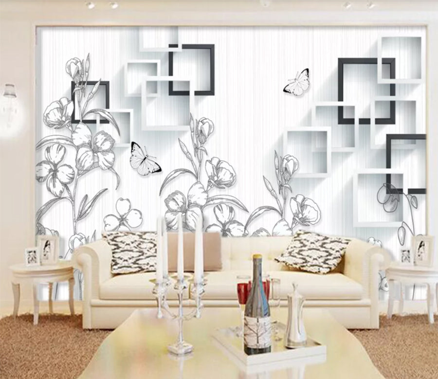 3D Sketch Flower WC971 Wall Murals