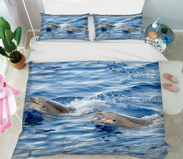 3D Sea Surface Dolphin 19218 Bed Pillowcases Quilt