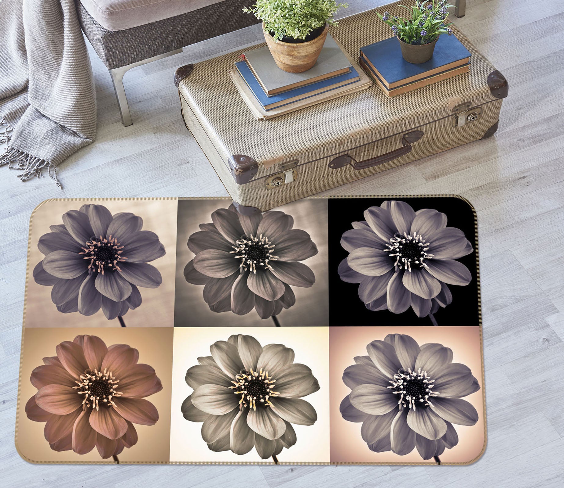 3D Flower Image 3010 Assaf Frank Rug Non Slip Rug Mat