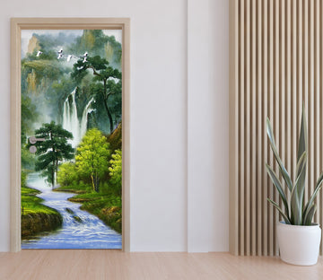 3D Forest Small River 23231 Door Mural