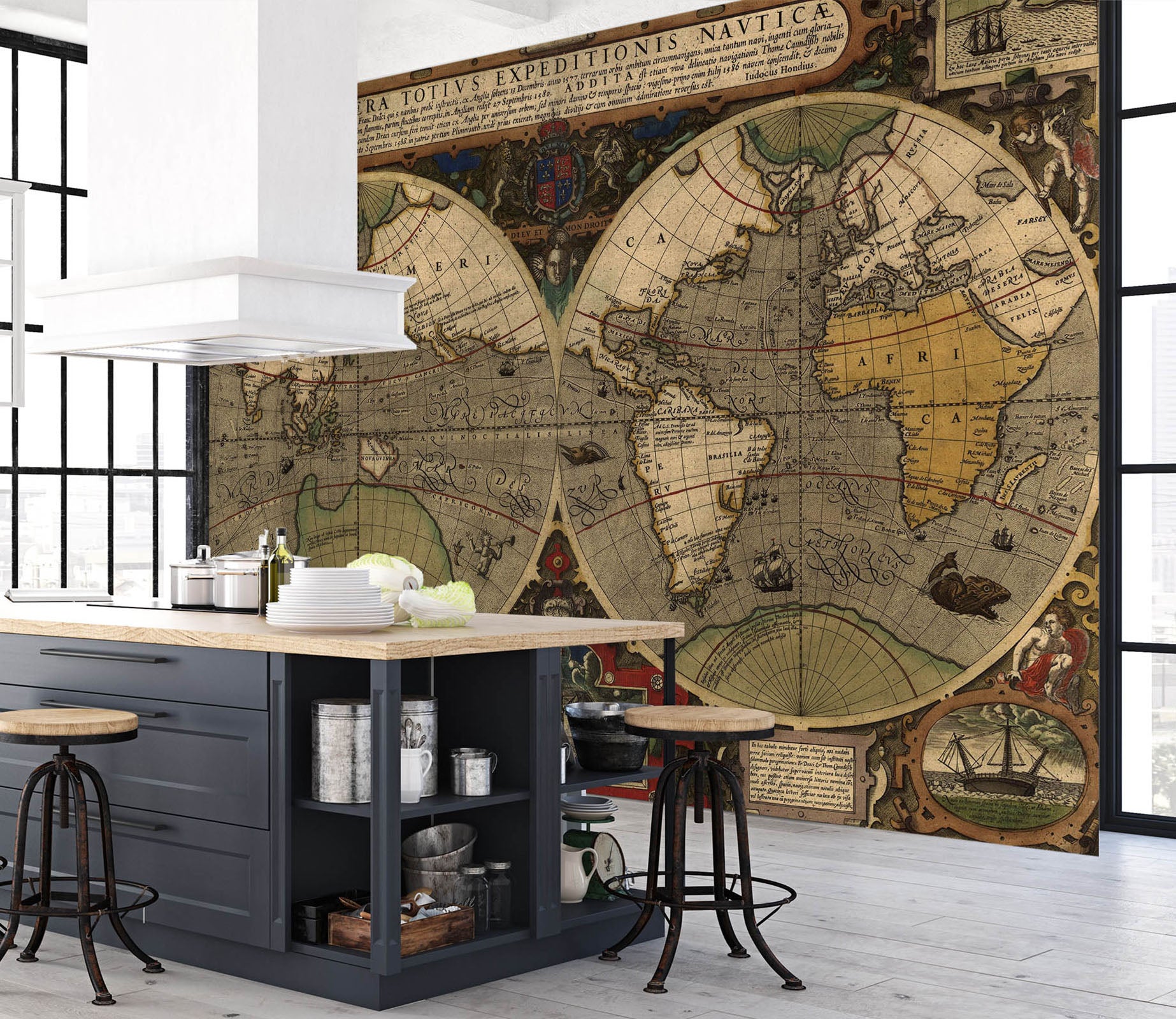 3D Around Earth 2022 World Map Wall Murals