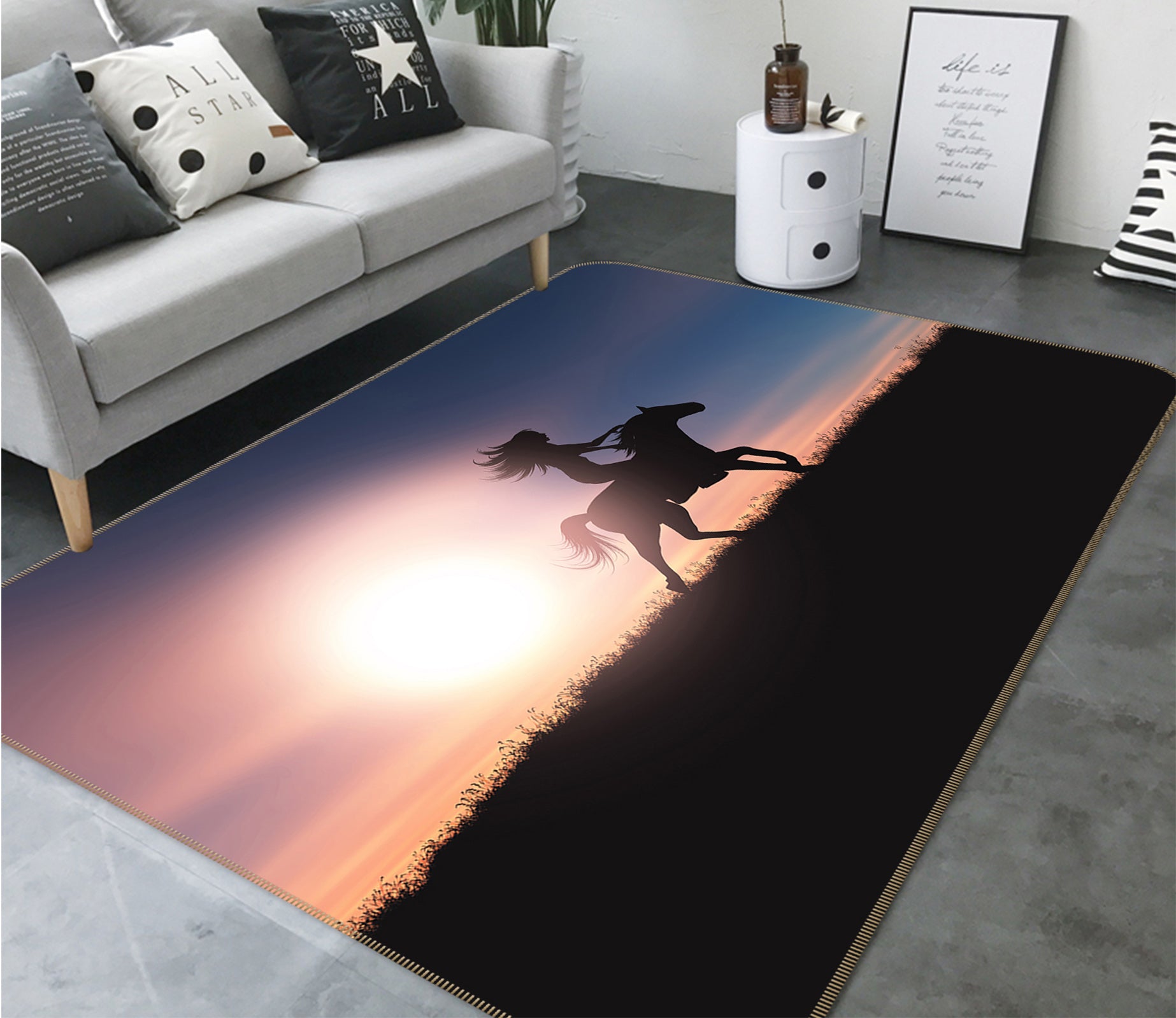 3D Horse Riding 82065 Animal Non Slip Rug Mat