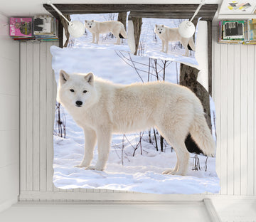 3D Snow White Wolf 21015 Bed Pillowcases Quilt