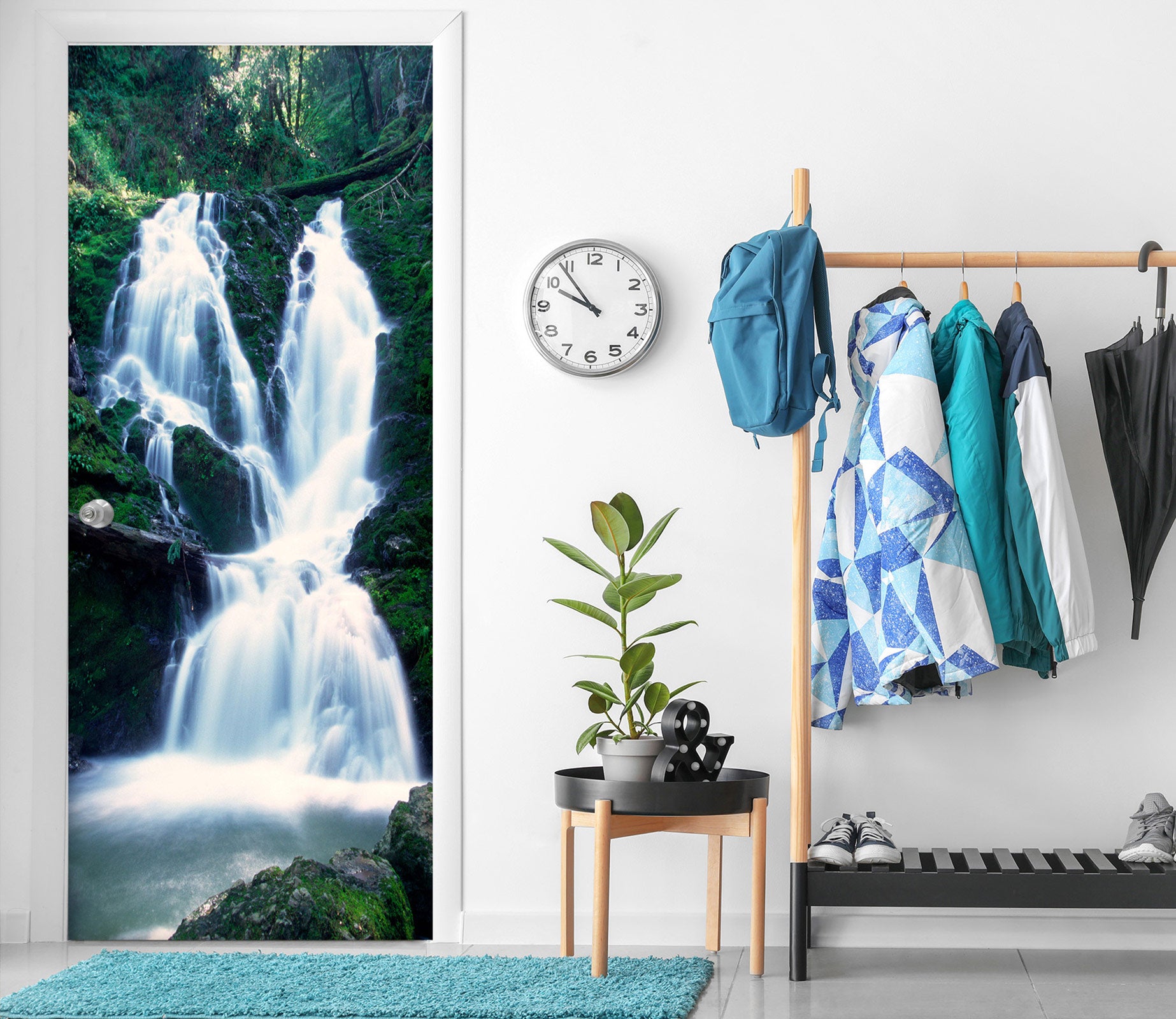 3D Mountain Waterfall 23052 Door Mural