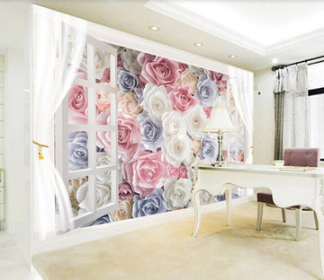 3D Window Rose WC871 Wall Murals