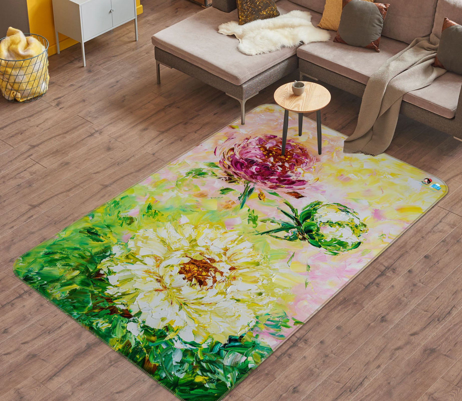 3D Painted Chrysanthemum 1289 Skromova Marina Rug Non Slip Rug Mat