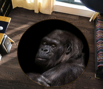 3D Gorilla 81290 Animal Round Non Slip Rug Mat