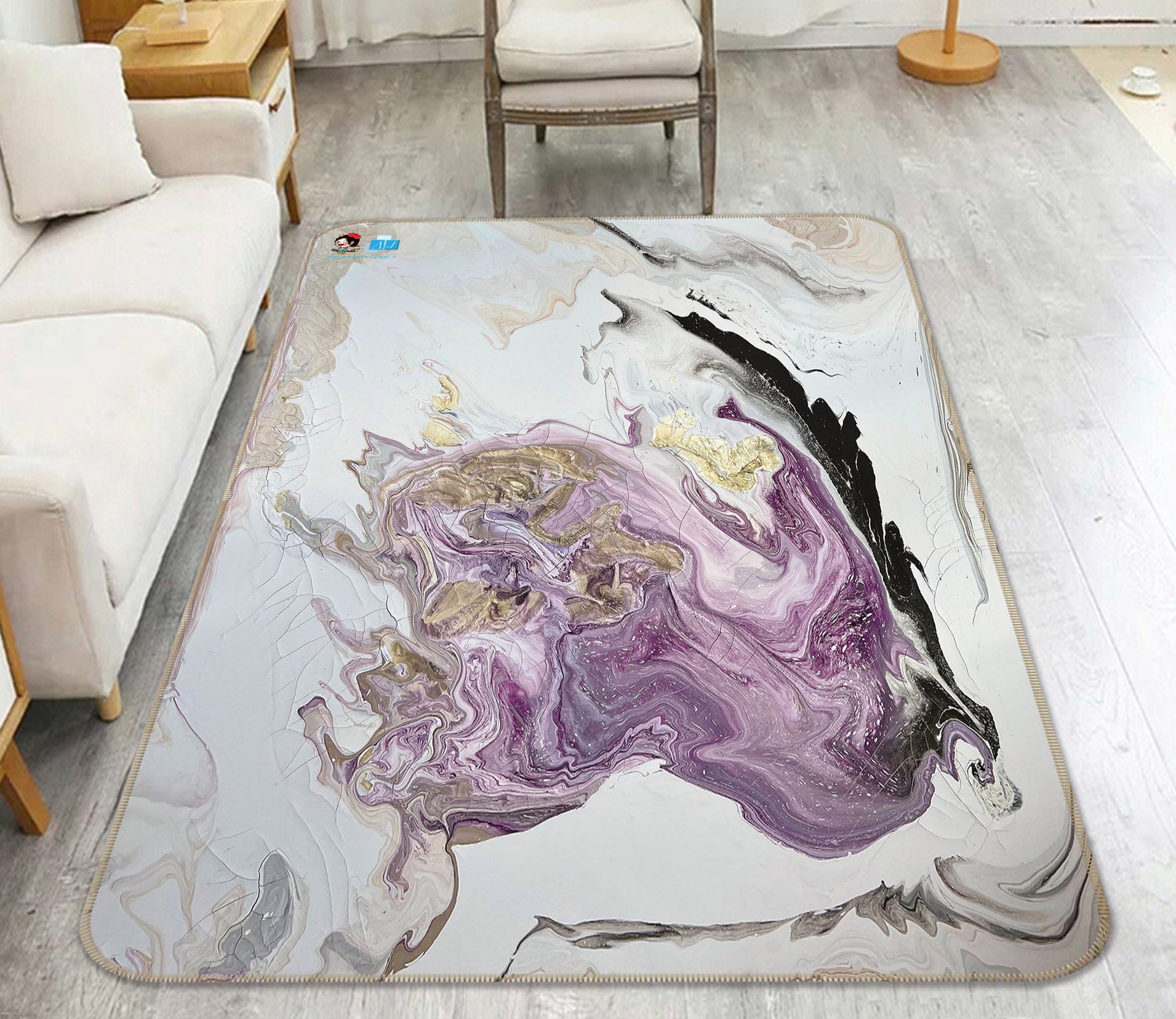 3D Purple Texture 4116 Skromova Marina Rug Non Slip Rug Mat