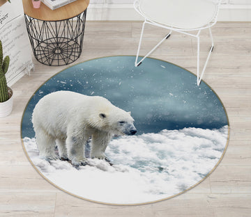 3D Polar Bear 82043 Animal Round Non Slip Rug Mat