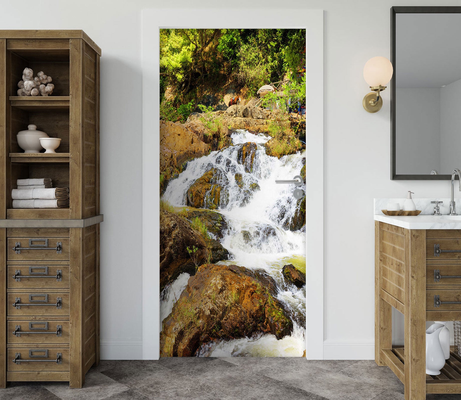 3D River Stones 205 Door Mural