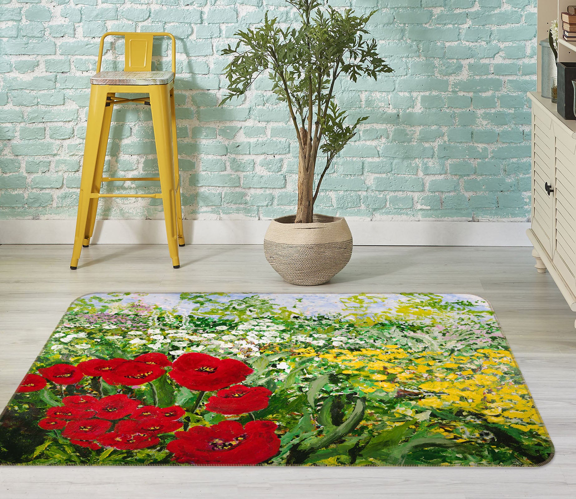 3D Valley Wildflowers 1125 Allan P. Friedlander Rug Non Slip Rug Mat