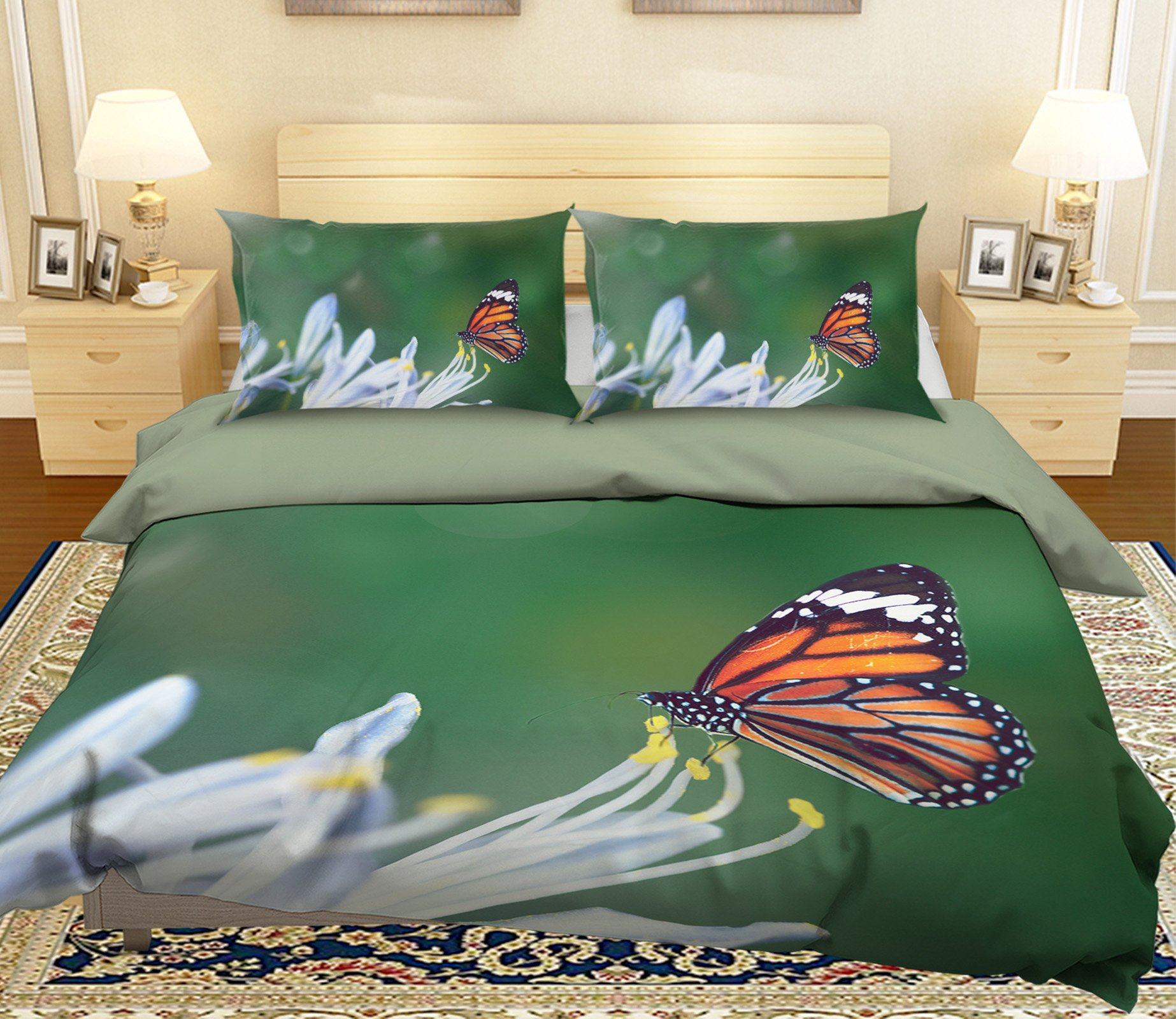 3D Flower Butterfly 1949 Bed Pillowcases Quilt Quiet Covers AJ Creativity Home 