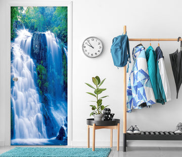 3D Blue Waterfall 026 Door Mural